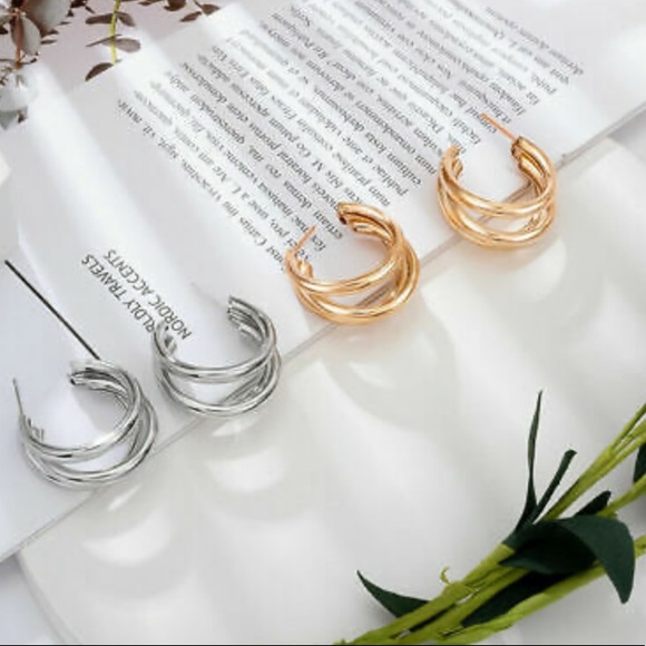 New 18k gold/White gold plated Earrings - Picture 3 of 13